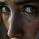 Nærbilde av et ansikt med intense følelser.