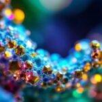 Albuminproteinkrystaller under mikroskop.