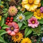 Nærbilde av allergiske planter med fargerike blomster.