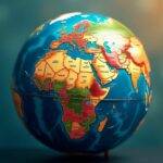 Fotografisk bilde av en globe med detaljerte kontinent.