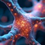 Nervecelle med dendritter og aksoner i fokus.