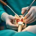 Bilde av kirurgi for artrodese av ledd.