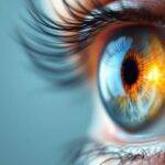 Nærbilde av øye med løsnet netthinne.